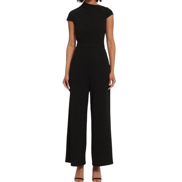 Maggy London Women’s Cap Sleeve Straight Leg Jumpsuit Black Size 8 - Picture 1 of 2